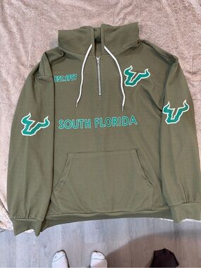 USF University of South Florida Bulls Waffle Knit Quarter Zip Hoodie